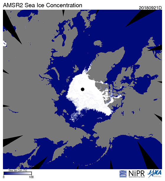 北冰洋海冰面积达到最小值