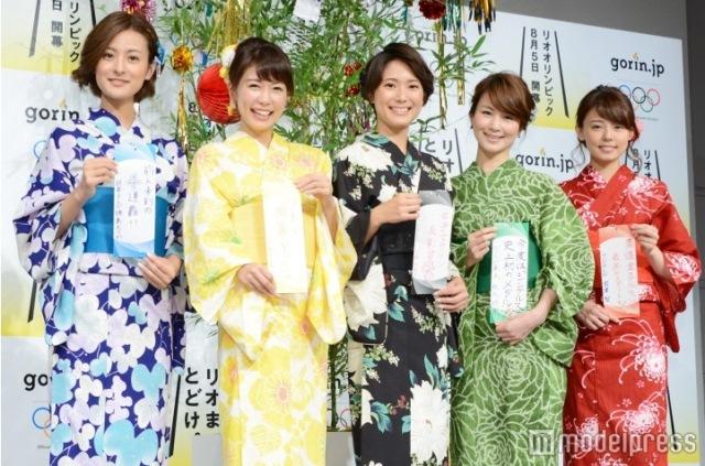 日本各大电台美女广播员齐聚一堂 身着浴衣寄语里约奥运会